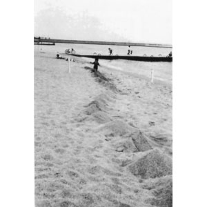 1976年6月　須磨海岸　等間隔の砂山と破壊　パプニング